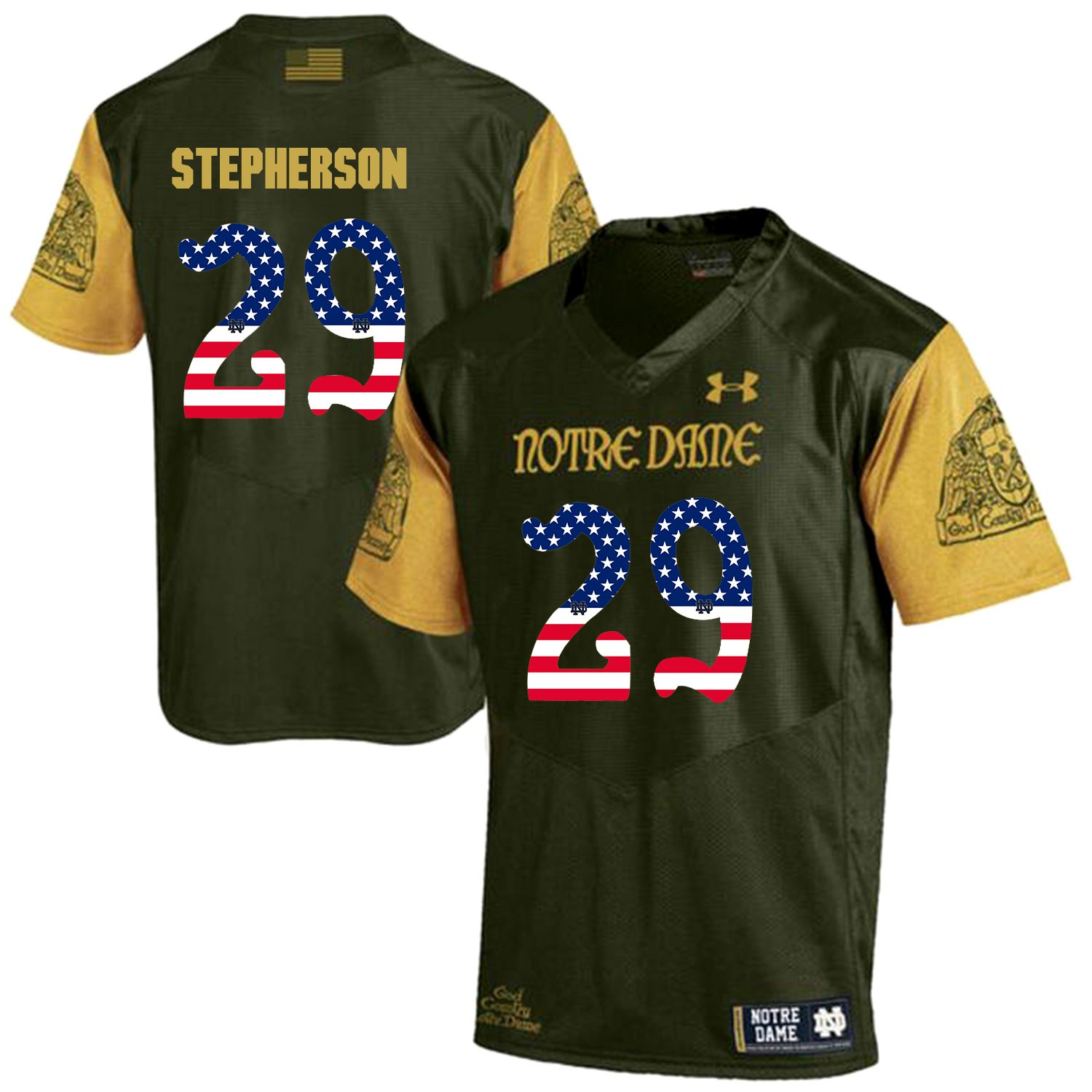 Men Norte Dame Fighting Irish #29 Stepherson Green Flag Customized NCAA Jerseys->customized ncaa jersey->Custom Jersey